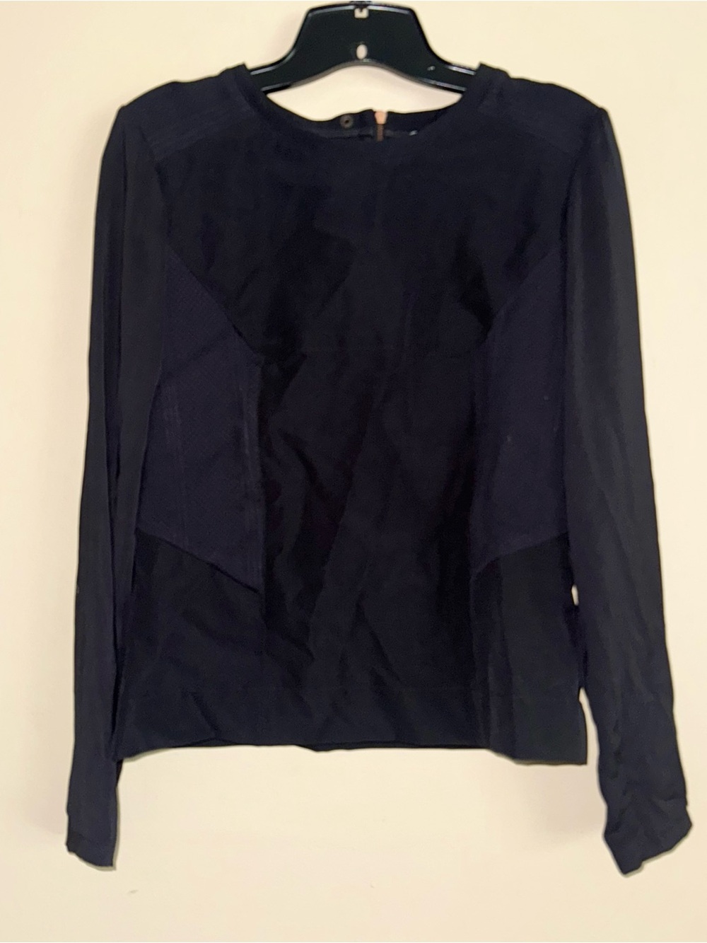 Surface To Air Black Long Sleeve Half Zip Back Top Size EU 36